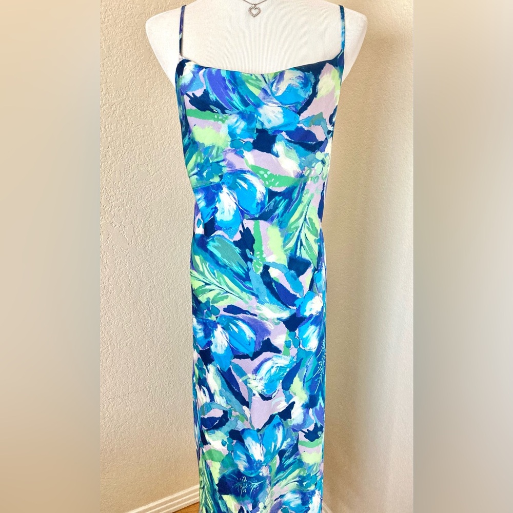 Slip dress sexy summer dress multi color blue green bodycon dress  size M Jr